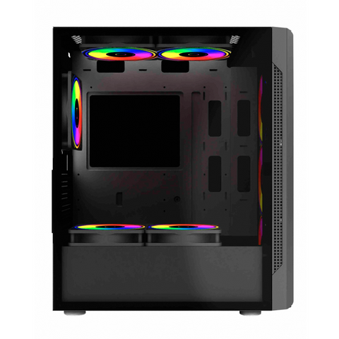 Gabinete Gamer Media Torre Dragonflyii GM740 Atx Panel Cristal, Negro