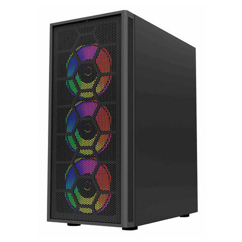 Gabinete Gamer Media Torre Dragonflyii GM740 Atx Panel Cristal, Negro