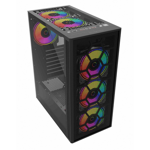 Gabinete Gamer Media Torre Dragonflyii GM740 Atx Panel Cristal, Negro