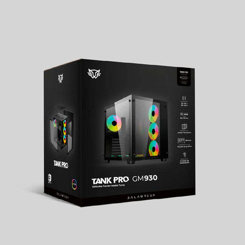 Gabinete Gamer Media Torre Tank Progm930 Atx, Cristal, Negro, br-935944