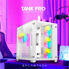 Gabinete Gamer Media Torre Tank Progm930 Atx Izq Cristal Blanco