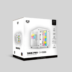 Gabinete Gamer Media Torre Tank Progm930 Atx Izq Cristal Blanco