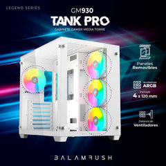 Gabinete Gamer Media Torre Tank Progm930 Atx Izq Cristal Blanco