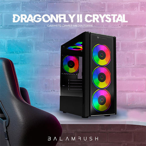 Gabinete Gamer Micro Torre Dragonfly Ii Gm745S Atx Cristal Rgb Negro Br-936057