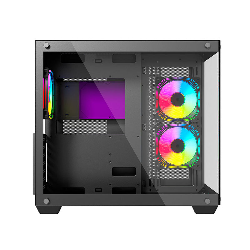 Gabinete Gamer Ocelot Gaming  A-Cube 1 ATX con 3 Ventiladores ARGB Cristal Templado - Negro