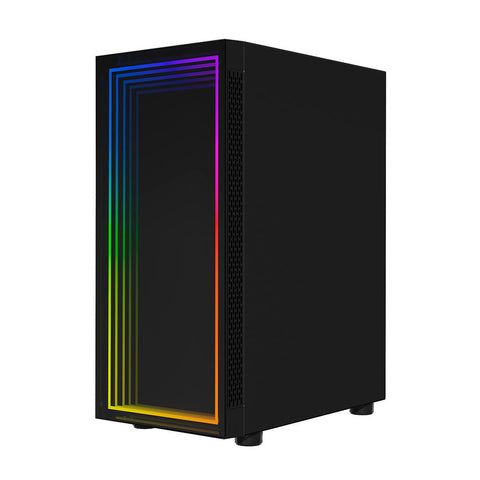 Gabinete Gamer Ocelot Gaming Portal-M4 ATX con 3 Ventiladores ARGB Cristal Templado - Negro