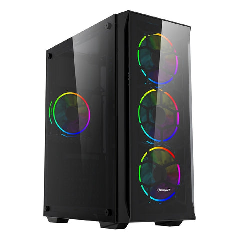 Gabinete Gamer Ocelot, Negro, Media Torre, Soporta 4X Ventiladores 120Mm, Soporta Gpu 300Mm, Cristal Templado, Sin Fuente, Atx