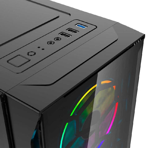 Gabinete Gamer Ocelot, Negro, Media Torre, Soporta 4X Ventiladores 120Mm, Soporta Gpu 300Mm, Cristal Templado, Sin Fuente, Atx