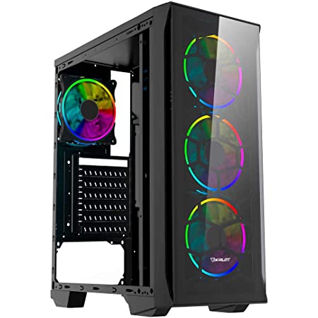 Gabinete Gamer Ocelot, Negro, Media Torre, Soporta 4X Ventiladores 120Mm, Soporta Gpu 300Mm, Cristal Templado, Sin Fuente, Atx