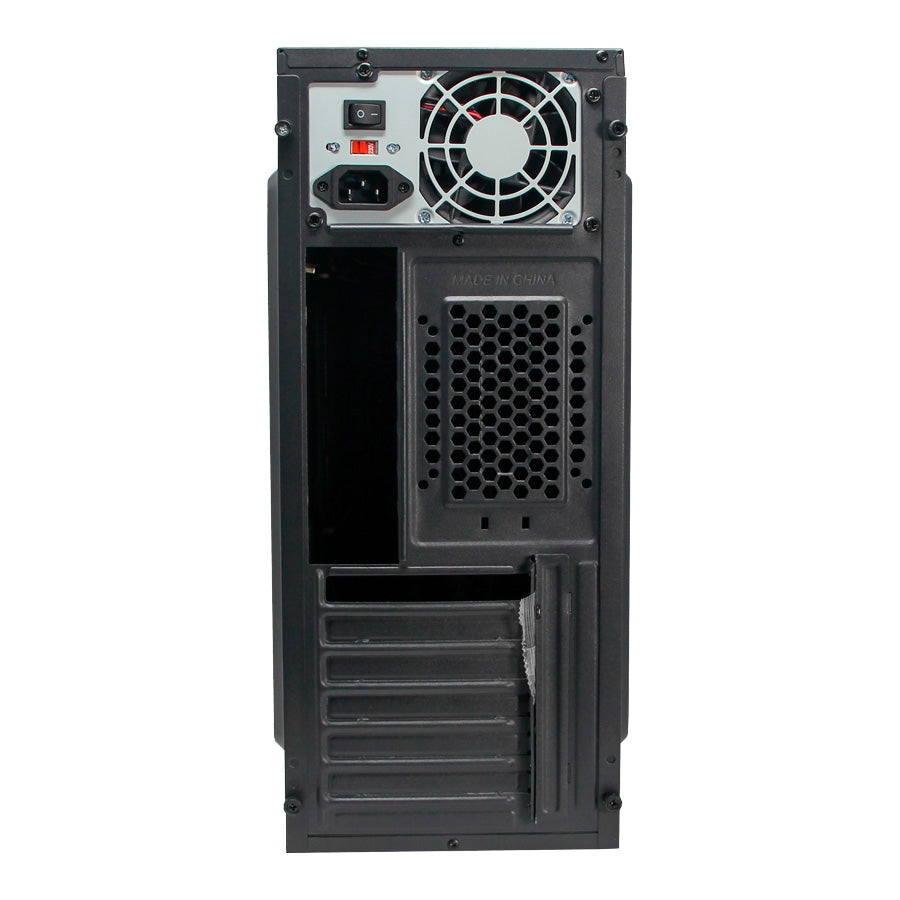 Gabinete Media Torre Quaroni, Formato Atx, Micro Atx, Mini Itx, Usb 2.0, Fuente De Poder Incluida 500w, Color Negro Acabado Cepillado