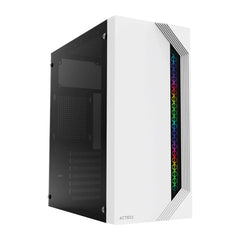 Gabinete Media Torre Viken, Atx 500w, Panel Izquierdo De Cristal, Blanco - Ac-935708