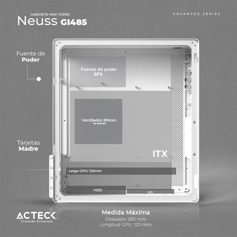 Gabinete Mini Torre Neuss Sfx, Frente Solido, Color Blanco, Ac-935159