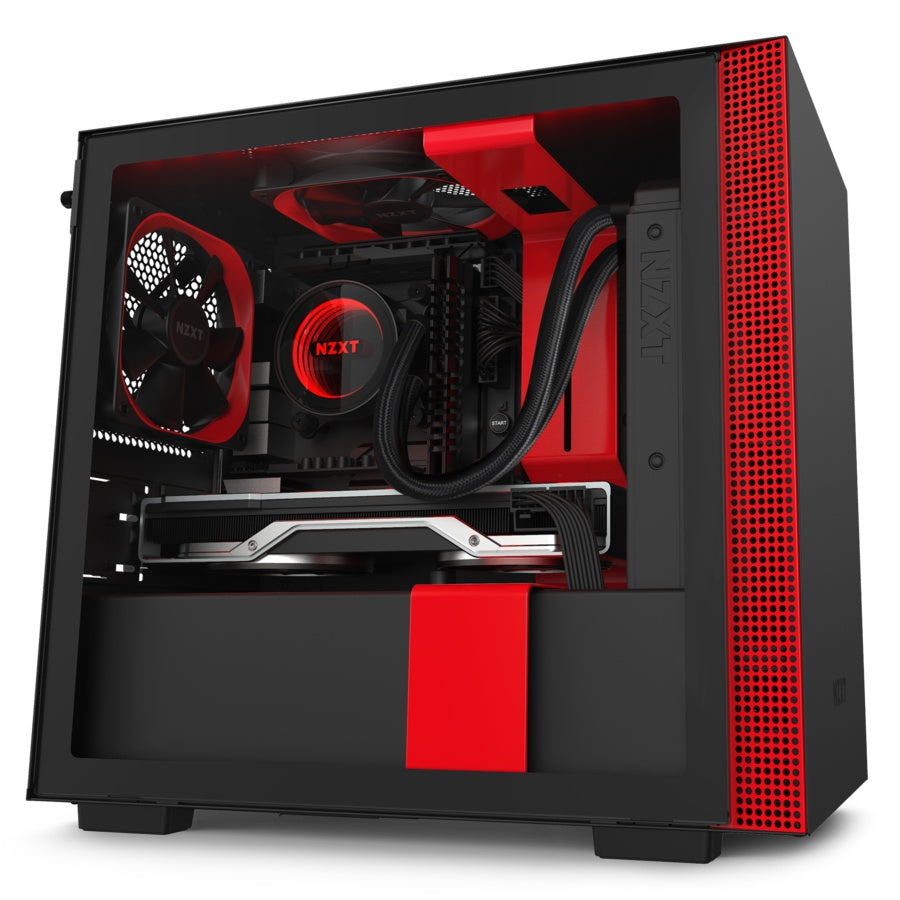 Gabinete Nzxt H210i Mini-Itx Tg 2vent Rgb Bk, Red S, Fte Ca-H210i-Br