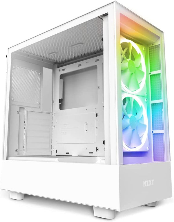 Gabinete Nzxt H5 Elite Mt Mini-Itx Eatx, 2 Ventiladores, Rgb, Sin Fuente, Blanco - Cc-H51ew-01