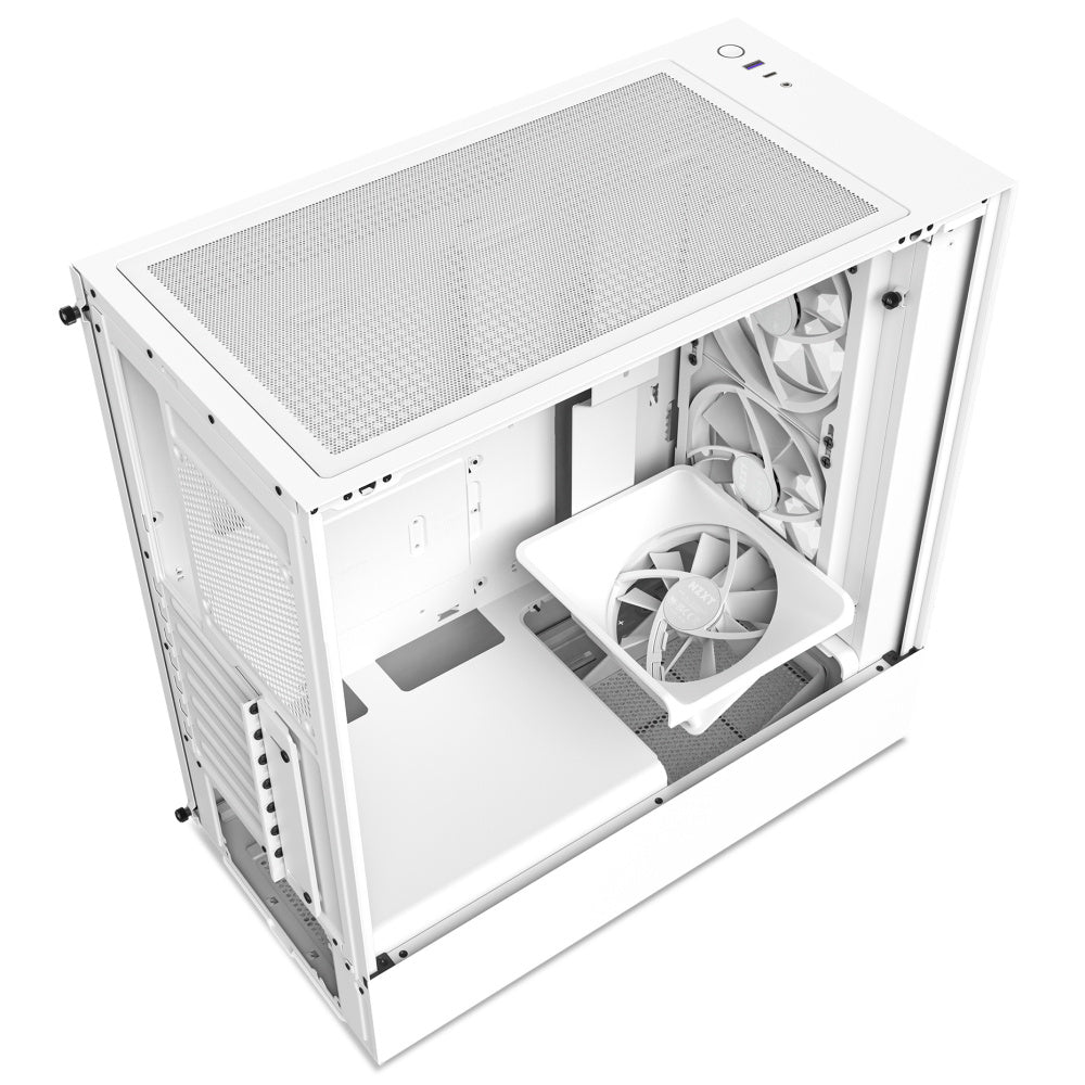 Gabinete Nzxt H5 Elite Mt Mini-Itx Eatx, 2 Ventiladores, Rgb, Sin Fuente, Blanco - Cc-H51ew-01