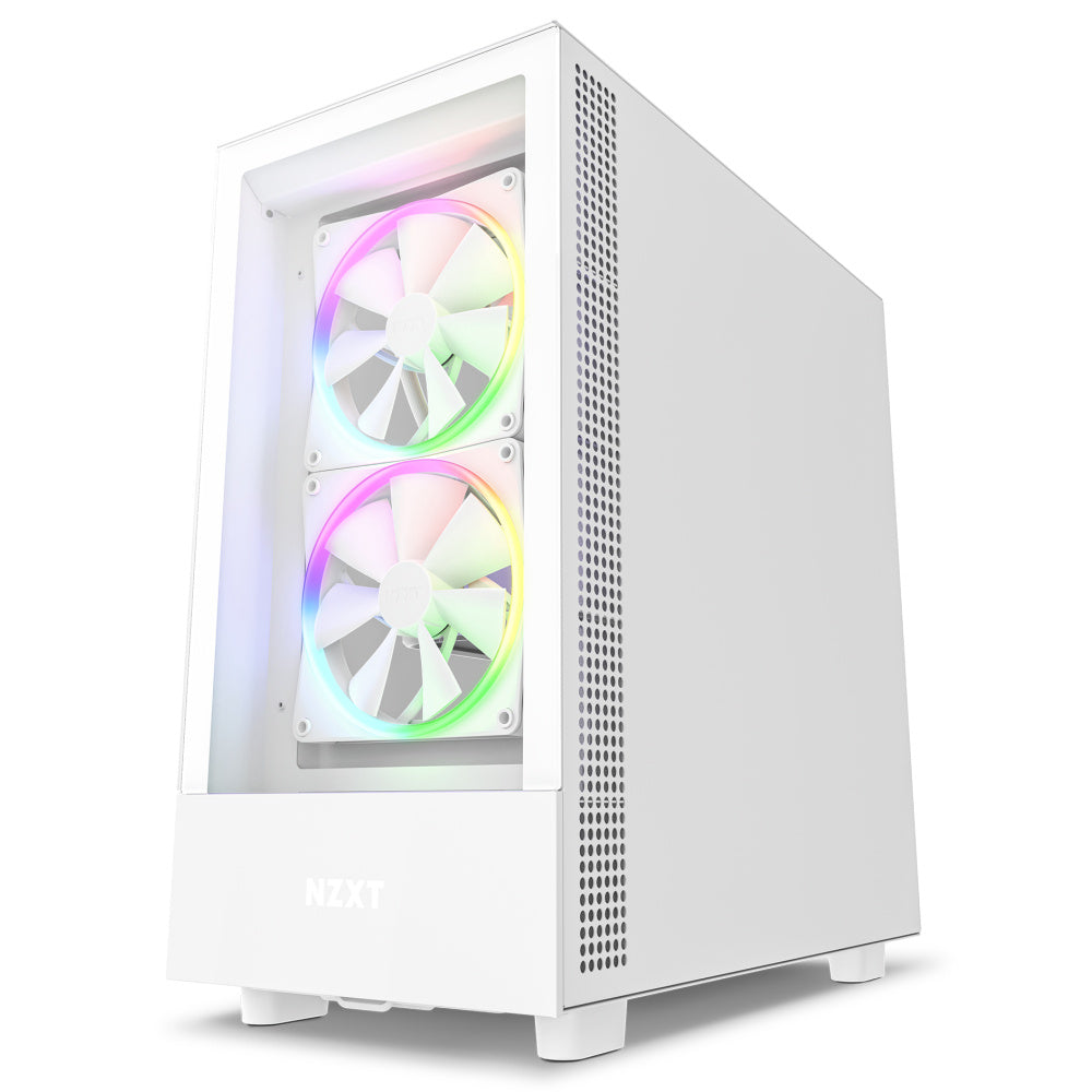 Gabinete Nzxt H5 Elite Mt Mini-Itx Eatx, 2 Ventiladores, Rgb, Sin Fuente, Blanco - Cc-H51ew-01
