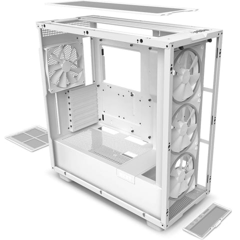 Gabinete Nzxt H7 Elite Mt Eatx 2 Ventiladores Argb Tg Sin Fuente Blanco, Cm-H71ew-01