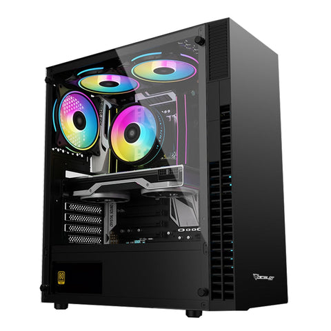 Gabinete Ocelot Gaming Negro, Media Torre, Soporta 6 Ventiladores De 120Mm, Soporta Gpu 320Mm, Cristal Templado, Sin Fuente De Poder, Factor De Forma Atx, Frontal Liso.