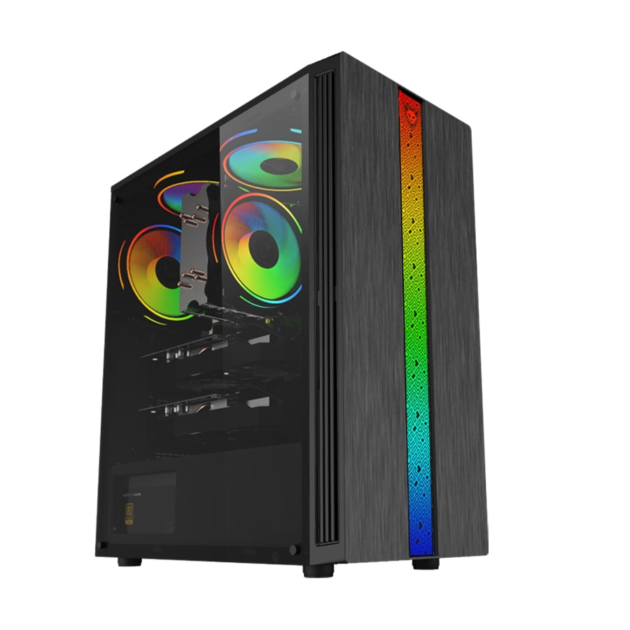 Gabinete Ocelot Gaming Negro, Media Torre, Soporta 6 Ventiladores De 120Mm, Soporta Gpu 320Mm, Cristal Templado, Sin Fuente, Atx