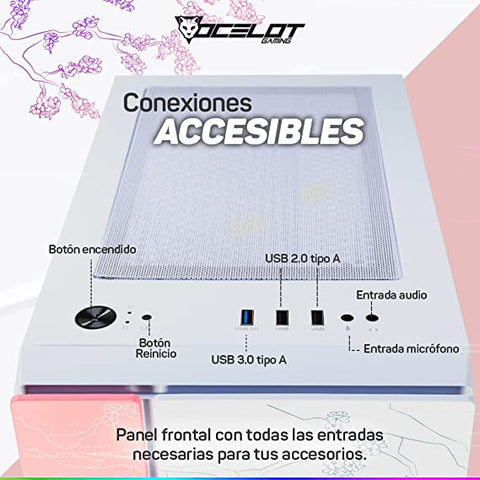 Gabinete Ocelot Gaming OC-HANAMI 1 Con Ventana Tower Micro ATX/Mini-ITX USB 2.0/3.0 Sin Fuente Rosa