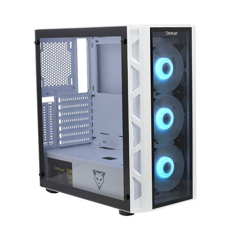 Gabinete Ocelot Gaming Og-C White Blixard, Soporta Tarjetas E-Atx, Atx, M-Atx E Itx Color Totalmente Color Blanco, Panel Lateral De Cristal Templado, Full Tower, Incluye Ventilaodres Argb, Soprte Para Gpu Horizontal Y Vertical.