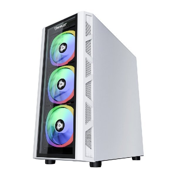 Gabinete Ocelot Gaming Og-C White Blixard, Soporta Tarjetas E-Atx, Atx, M-Atx E Itx Color Totalmente Color Blanco, Panel Lateral De Cristal Templado, Full Tower, Incluye Ventilaodres Argb, Soprte Para Gpu Horizontal Y Vertical.