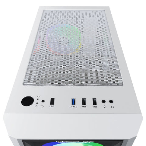 Gabinete Ocelot Gaming Og-C White Blixard, Soporta Tarjetas E-Atx, Atx, M-Atx E Itx Color Totalmente Color Blanco, Panel Lateral De Cristal Templado, Full Tower, Incluye Ventilaodres Argb, Soprte Para Gpu Horizontal Y Vertical.