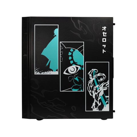 Gabinete para PC Ocelot Gaming OC-BLACK KATANA. Mid Tower, E-ATX, ATX, Micro ATX, Mini ITX, panel lateral de cristal templado. 3 ventiladores ARGB preinstalados