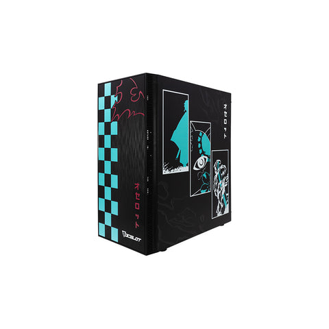 Gabinete para PC Ocelot Gaming OC-BLACK KATANA. Mid Tower, E-ATX, ATX, Micro ATX, Mini ITX, panel lateral de cristal templado. 3 ventiladores ARGB preinstalados