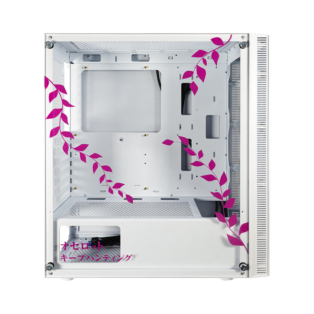 Gabinete para PC Ocelot Gaming OC-DEMON HANAMI. Mid Tower, E-ATX, ATX, Micro ATX, Mini ITX, panel lateral de cristal templado. 3 ventiladores ARGB preinstalados