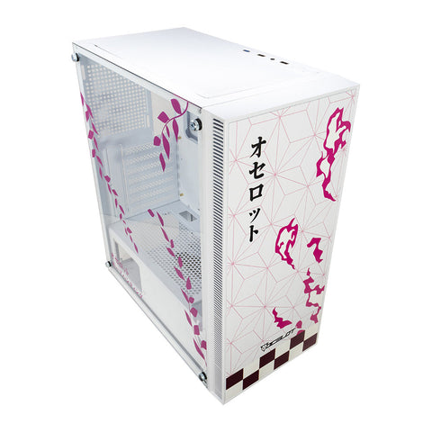 Gabinete para PC Ocelot Gaming OC-DEMON HANAMI. Mid Tower, E-ATX, ATX, Micro ATX, Mini ITX, panel lateral de cristal templado. 3 ventiladores ARGB preinstalados