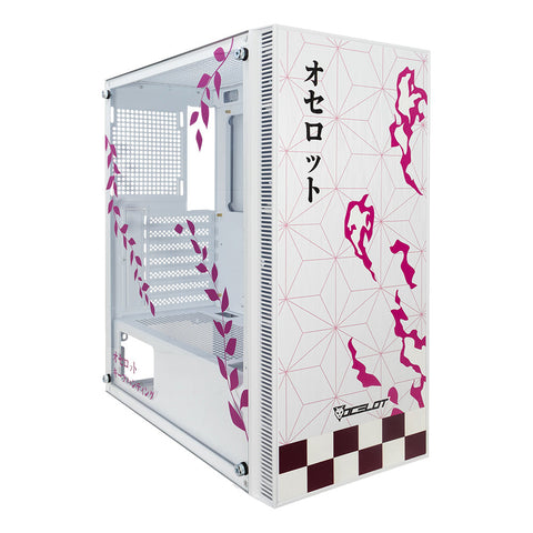 Gabinete para PC Ocelot Gaming OC-DEMON HANAMI. Mid Tower, E-ATX, ATX, Micro ATX, Mini ITX, panel lateral de cristal templado. 3 ventiladores ARGB preinstalados