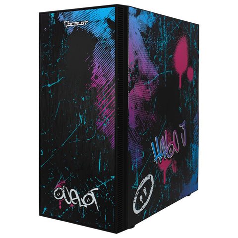 Gabinete para PC Ocelot Gaming OC-HAVOC 3. Mid Tower, E-ATX, ATX, Micro ATX, Mini ITX, panel lateral de cristal templado. 3 ventiladores ARGB preinstalados