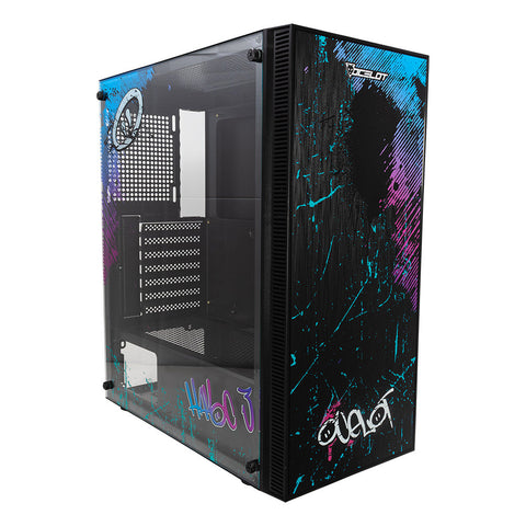 Gabinete para PC Ocelot Gaming OC-HAVOC 3. Mid Tower, E-ATX, ATX, Micro ATX, Mini ITX, panel lateral de cristal templado. 3 ventiladores ARGB preinstalados