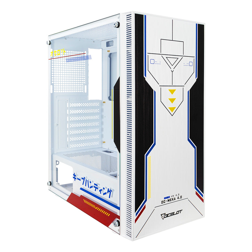 Gabinete para PC Ocelot Gaming OC-MEKA 4.0. Mid Tower, E-ATX, ATX, Micro ATX, Mini ITX, panel lateral de cristal templado. 3 ventiladores ARGB preinstalados
