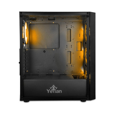 Gabinete Yeyian Dragoon 4 Ventiladores Argb,  Atx,  Med Torre,  Mesh,  Cris Temp,  Negro   (Ycm-Apdra-01)