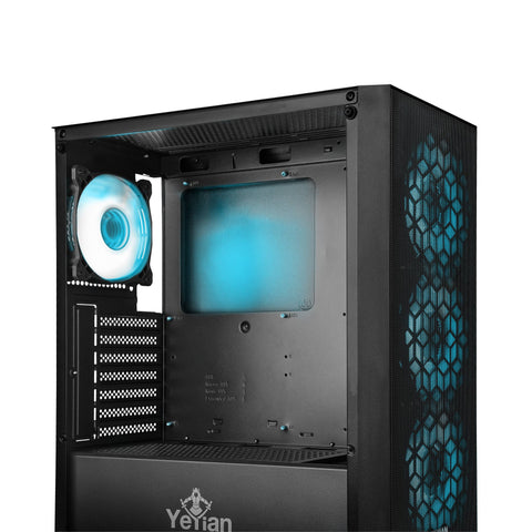 Gabinete Yeyian Dragoon 4 Ventiladores Argb,  Atx,  Med Torre,  Mesh,  Cris Temp,  Negro   (Ycm-Apdra-01)
