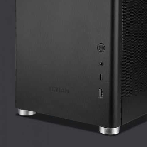 Gabinete Yeyian Gamer Hussar+ Negro Ycm-Ashus-01 Atx Usb C Cristal Templado