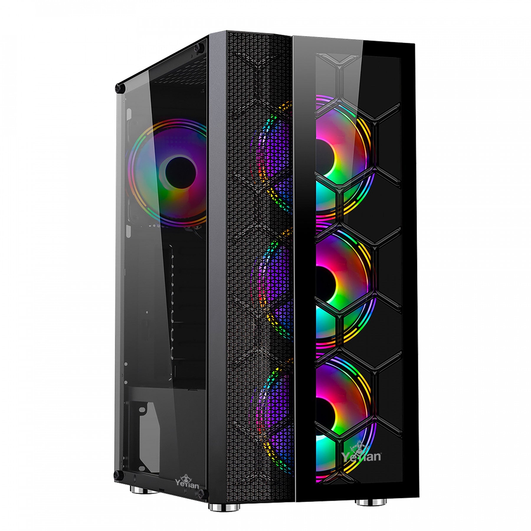 Gabinete Yeyian Gamer Ych-7s3v-01bk Rapture2500 Cristal templado 3 Ventiladores Atx Arg