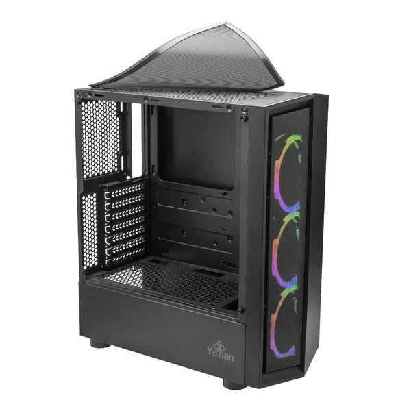 Gabinete Yeyian Gamer Ych-Atab-01bk Ventle Atx 3 Ventiladores Argb Cristal Templado Lat