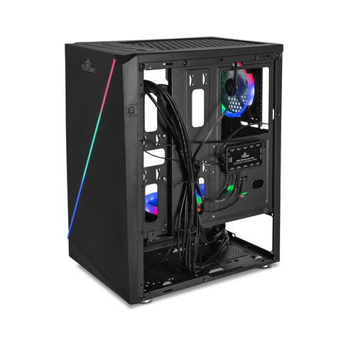 Gabinete Yeyian Gamer Ych-Lar7-01bk Crescent Atx 3 Ventiladortes Argb Crisal Templado