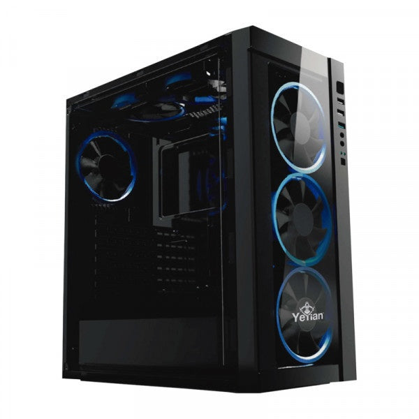 Gabinete Yeyian Gamer Ynh-B2100 Blade 2100 Lat Cristal Templado, 1 ventilador Led, Usb Negro