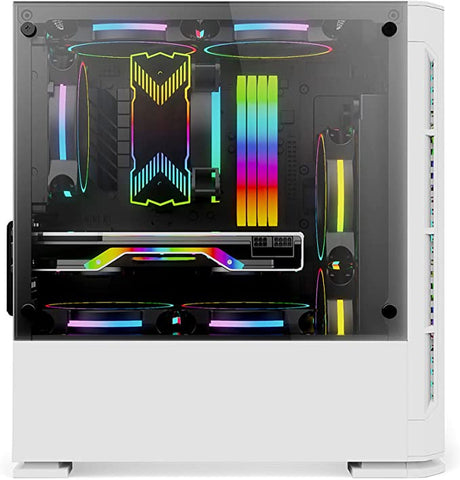 Gabinete Yeyian Ych-042820 Haizen 2500 Micro Atx, 3 Ventiladores Argb, Mesh, Blanco