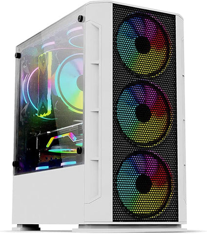Gabinete Yeyian Ych-042820 Haizen 2500 Micro Atx, 3 Ventiladores Argb, Mesh, Blanco