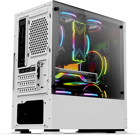 Gabinete Yeyian Ych-042820 Haizen 2500 Micro Atx, 3 Ventiladores Argb, Mesh, Blanco