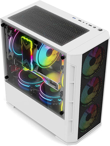 Gabinete Yeyian Ych-042820 Haizen 2500 Micro Atx, 3 Ventiladores Argb, Mesh, Blanco