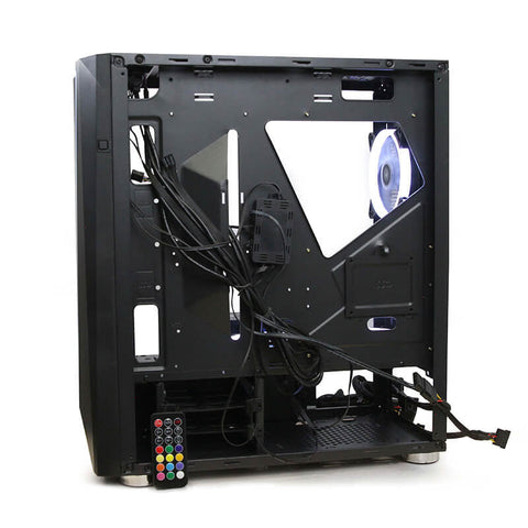Gabinete Yeyian Yga-68809 Armageddon 2200 Lateral De Cristal 3 Ventiladores Rgb, Color Negro