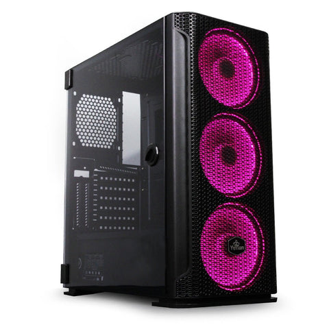 Gabinete Yeyian Ygh-49703 Hollow 2500 Atx, 3ventiladores Argb, Mesh, Usb, Negro