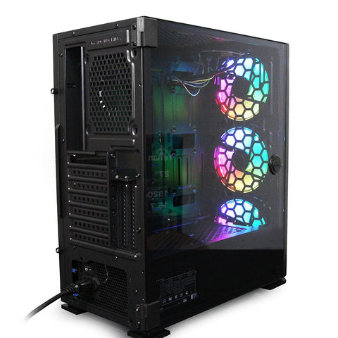 Gabinete Yeyian Ygh-49703 Hollow 2500 Atx, 3ventiladores Argb, Mesh, Usb, Negro