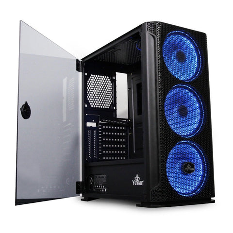 Gabinete Yeyian Ygh-49703 Hollow 2500 Atx, 3ventiladores Argb, Mesh, Usb, Negro